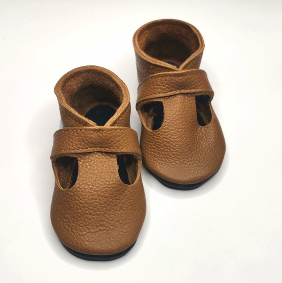 new soft sole leather baby shoes pumpkin brown 18-24m 