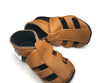 zachte tong babyschoentjes  bruine sandalen  4-5 Jaar, ebooba SN-64