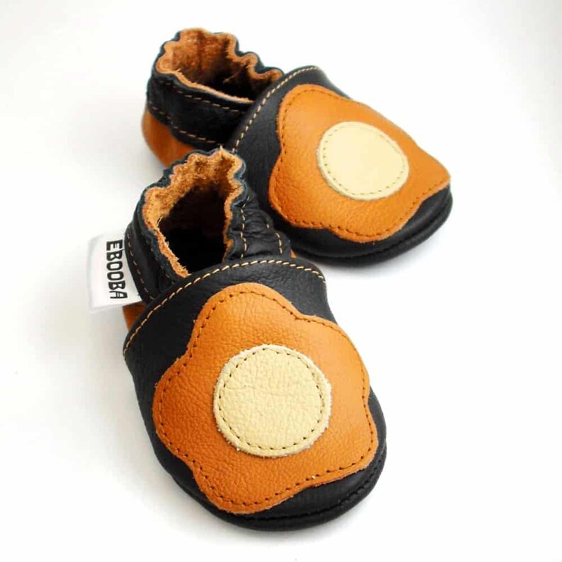 Black Baby Shoes White Flower Leather Baby Shoes Baby Etsy