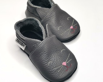 Sapatinhos de bebê gatinho, botinhas de couro para bebê, pantufas cinzas para bebê, sapatinhos de bebê com sola macia, botinhas para o primeiro passeio, pantufas para gatinhos, 3