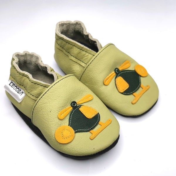 Helicopter Booties, 18-24 Months Baby Leather Shoes, Baby Boys' Shoes, Toddler Soft Shoes, Green Baby Shoes, Sun Slippers, Soft Sole Shoe, 4