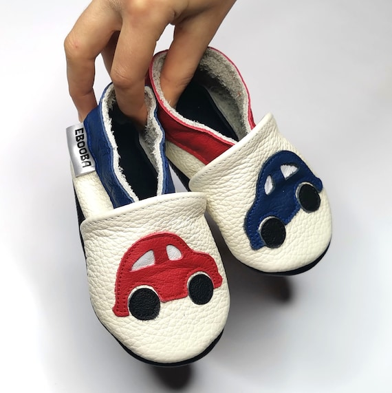 White Stars Soft Leather Baby Shoes. Pram Shoes. Pre Walkers