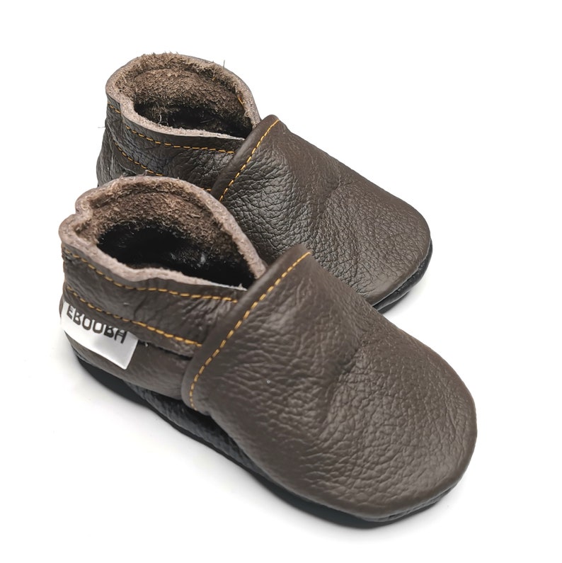 Soft Sole Baby Shoes Leather Infant Kids Dark Brown 18 24 Etsy