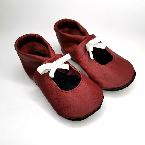 Maroon Baby Sandals, Soft Sole Baby Shoes, Handmade Booties, Baby Girl Sandals, Ebooba, Bordo Baby Shoes, Toddler Shoes, Bow Booties , 1