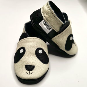 White Bear Baby Booties, Panda Leather Baby Shoes, Baby Slippers, Newborn baby shoes, Unisex&#39; Baby Shoes, Chaussons Cuir Bébé, Soft Sole, 5