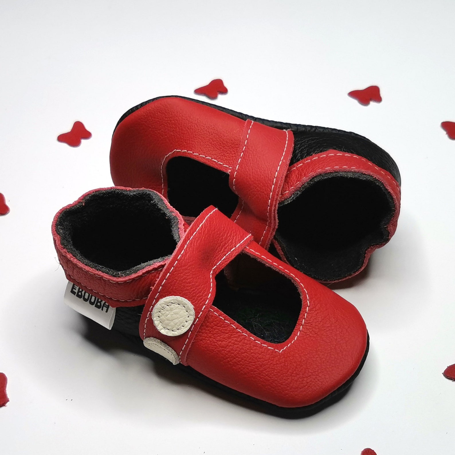 Red Baby Sandals Leather Baby Shoes Red Baby Shoes Ebooba Baby Etsy