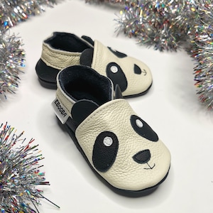 Panda Baby Stoff Hausschuhe 9-12 Monate Krabbelschuhe NEU 