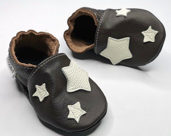 Baby Shoes | Baby Booties with Stars | Baby Leather Shoes | Ebooba | Soft Sole Baby Shoes | Toddler Slippers | Baby Shoes Space
