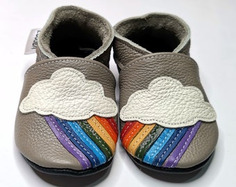 Rainbow Soft Sole Baby Shoes Leather Toddler Shoes, Girls', Infant Shoes, Boys', Kibs Shoes, Toddler Moccasins, Baby Leather Booties, 1