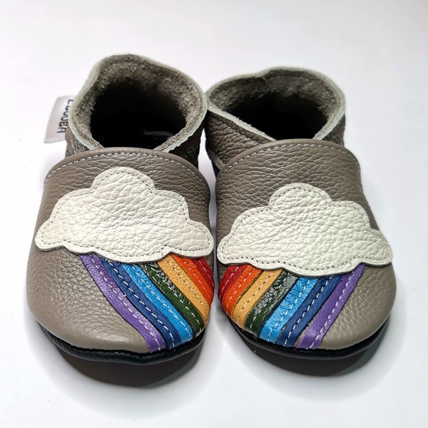 Rainbow Soft Sole Baby Shoes Leather Toddler Shoes, Girls', Infant Shoes, Boys', Kibs Shoes, Toddler Moccasins, Baby Leather Booties, 1