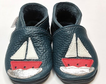 chaussons chaussures bébé 21/22 bateau blanc rouge argent bleu,  ebooba SH-10-BL