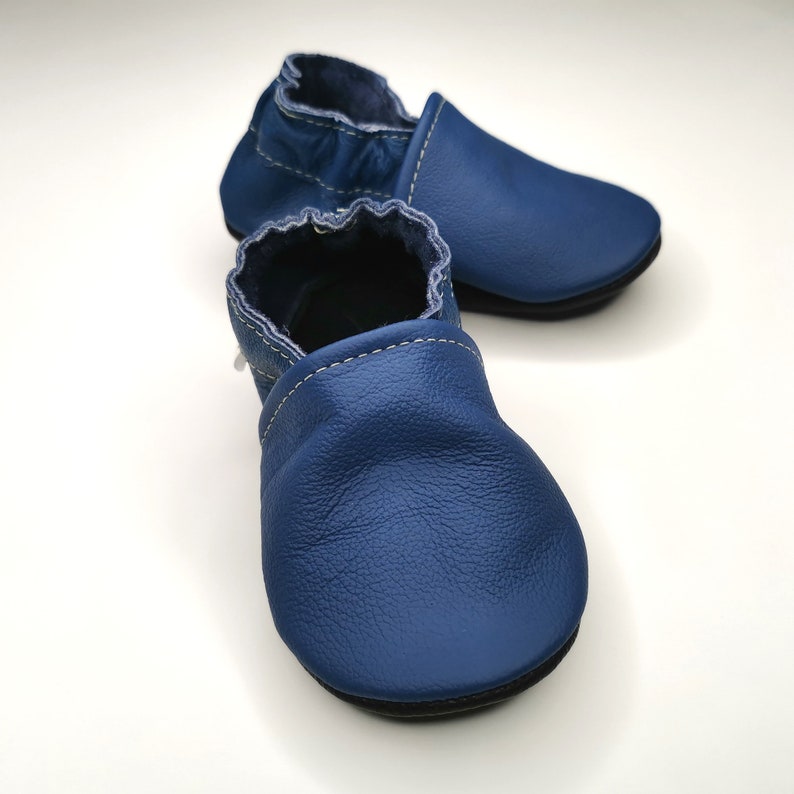 Navy Blue Baby Shoes Leather baby shoes, Baby Moccasins, Baby Soft Booties, Soft Sole, Crib Shoes, Boys' Shoes, Prewalkers Shoes, Ebooba, 1 Blue