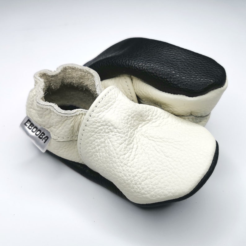 soft sole baby shoes leather infant girl dark brown 12 18 Lederpuschen chaussurese garcon fille Krabbelschuhe ebooba OT-13-DB-M-3 White