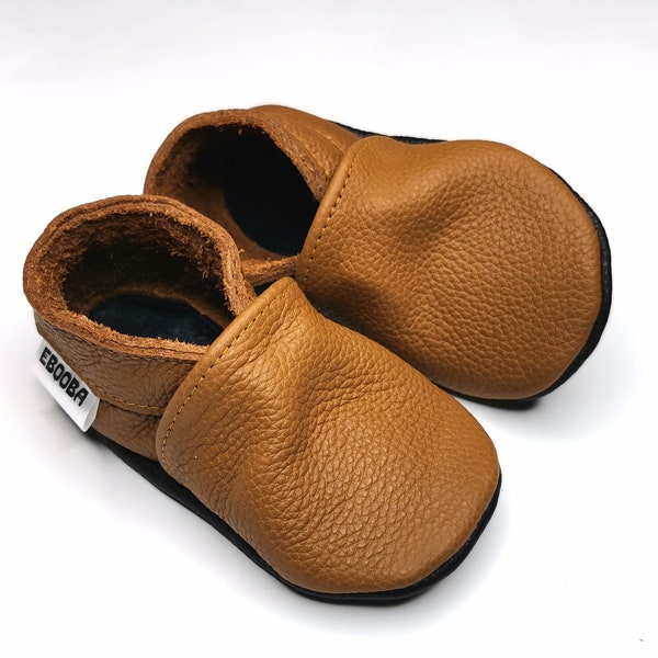 Baby Shoes Brown Leather, Baby Soft Sole Bootie, Baby Boy Shoe, Toddler Moccasins, Baby Slippers, Toddler Leather Shoes, 7