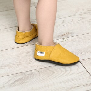 Yellow Soft Leather Baby Shoes / Infant Booties / Baby Leather Slippers / Toddler Shoes / Crib Leather Shoes / ebooba / Shoes for Babies