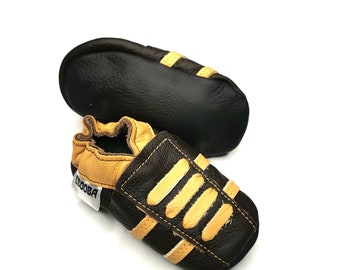 SALE! Dark brown Soft sole baby shoes, Leather Newborn Shoes, Infant 0-6 Months Shoes, bebe garcon fille chaussures, Krabbelschuhe, ebooba
