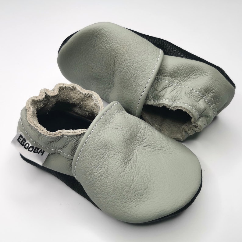 Navy Blue Baby Shoes Leather baby shoes, Baby Moccasins, Baby Soft Booties, Soft Sole, Crib Shoes, Boys' Shoes, Prewalkers Shoes, Ebooba, 1 Grey