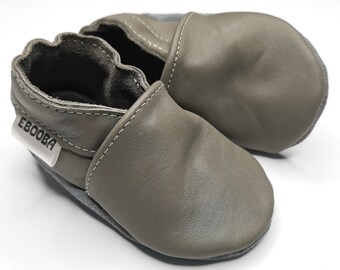Gray Baby Shoes, Leather Baby Shoes, Baby Girl Shoes, Soft Baby Moccasins, Ebooba, Toddler Soft Shoe, Plain Baby Booties, Soft Sole Shoes, 7