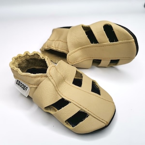 Beige baby sandals Leather baby shoes, Baby Moccasins, Ebooba, Beige baby shoes, Soft Sole Baby Shoes, Baby girl shoes, 1
