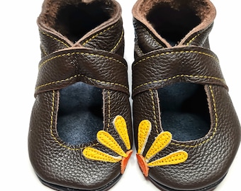 Kids Sandals, Ebooba, Baby Sandals, Soft Sole Sandals, Walking Shoes, Leather Baby Sandals, Toddler Shoes, Girl Sandals, Dark Brown Shoes, 5