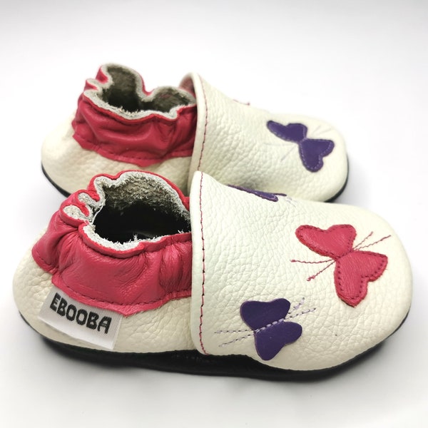 Baby Shoes, Leather Baby Shoes, Baby Moccasins, Ebooba, Soft Sole, Baby Shoes Girl, Baby Slippers, White Baby Shoes,Pink Soft Sole