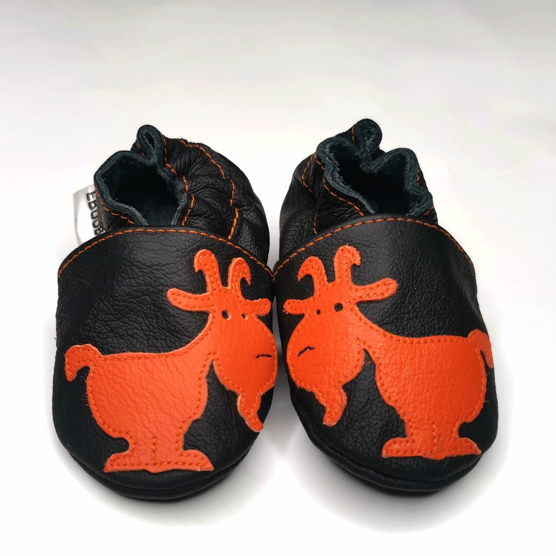 Orange Goat Baby Shoes, 612 Months Soft Sole Bootie, Animals Baby