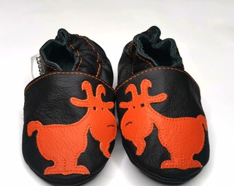Orange Goat Baby Shoes, 6-12 Months Soft Sole Bootie, Animals Baby Shoes, Leather Baby Shoe, Crib Slippers, Ebooba, Chaussons bébé, 2
