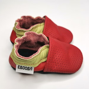 Red Baby Shoes, Baby Moccasins, Leather Baby Shoes, Ebooba, Girls&#39; Shoes, Soft Sole Baby Shoes, 3