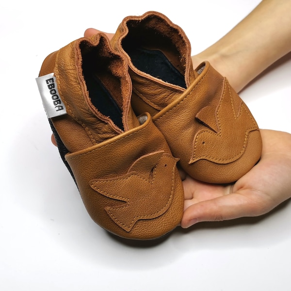 los zapatos de bebe unicos suaves  pájaro marrón 2 3 ebooba BR-7-BR-M-5