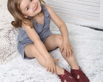 Maroon Leather Sandals, Baby Soft Shoes, Girls' Booties, Toddler Booties, Summer Soft Shoes, Ebooba, Bordo Booties, Soft Sole Sandals, 7