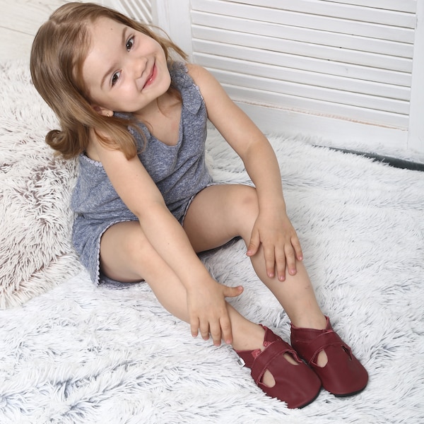 Maroon Leather Sandals, Baby Soft Shoes, Girls' Booties, Toddler Booties, Summer Soft Shoes, Ebooba, Bordo Booties, Soft Sole Sandals, 7