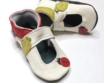 White Toddler Sandals, White Leather Baby Shoes, Leather Girls Moccasins, Soft Sole Baby Sandals, Walking Sandals, Girl Sandals, Ebooba, 7