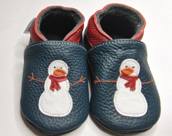 Snowman Baby Shoes, Blue Booties, Leather Baby Shoes, Christmas Shoes, New Year Baby Shoes, Baby Shoes , Baby shoes Animals, Ebooba Shoes