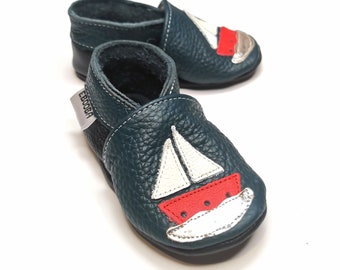 Ship Leather Toddler Shoes, Kids Moccasins, Leather Child Shoes, Baby Boy Shoes, Soft Soled, Infant Booties, Kids Shoes, Toddler Slippers, 6