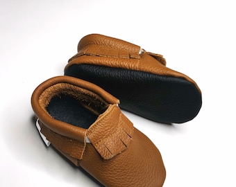 Baby Moccasins, Leather Moccasins, Baby slippers with Fringe, Soft Sole Shoes, Toddler Booties, Infant Leather Shoe, Ebooba, 2