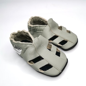 los zapatos de 5-6 anos bebe unicos suaves sandalias marrones, ebooba SN-40-BR-M-4 Gris