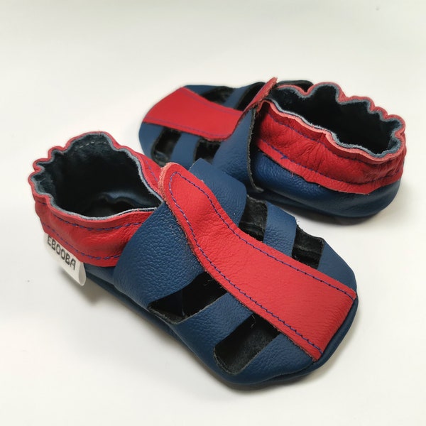 Blue Baby Sandals Leather, Baby Shoes, Baby Shoes Soft Sole, Leather Baby Shoes, Boys' Sandals, Krabbelschuhe, Baby Summer Shoes, Girls', 3