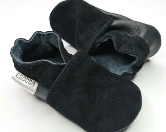 Black Baby Shoes Suede Leather Soft Sole, Ebooba, Baby Moccasins, Newborn Baby Moccasins, Toddler soft sole shoes, Black boy shoes, Gift, 5