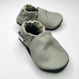 Light Gray Baby Booties, Leather Baby Shoes, Soft Sole Shoes, Toddlers Moccasin, Kids&#39; Slippers, Ebooba, Basic Baby Shoes, Toddler Shoes, 7