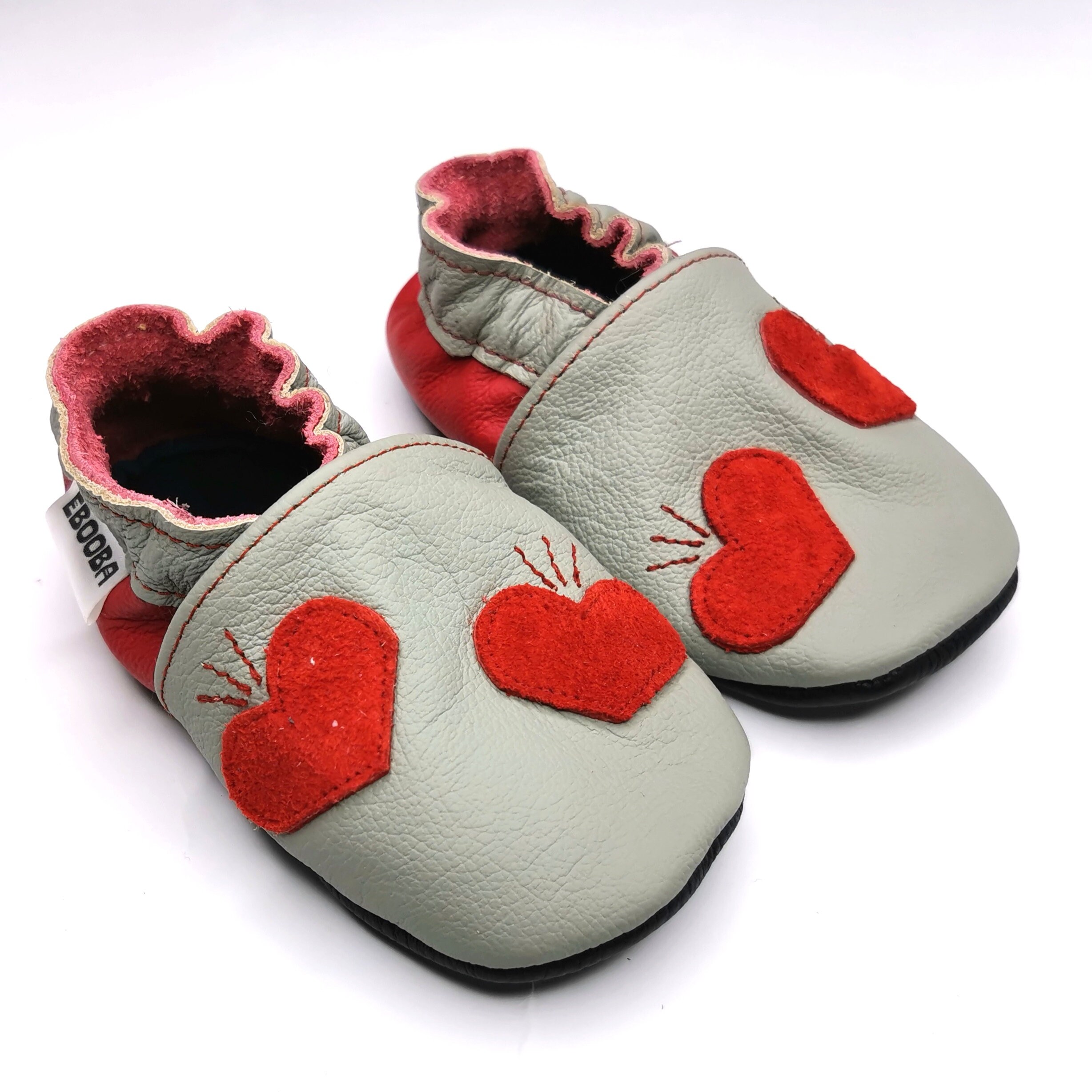 Red Heart Baby Shoes Ebooba Leather Soft Sole Shoes Baby Etsy Ireland