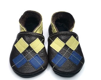 Pullover Baby Shoes, Baby Soft Bootie, Baby Leather Shoes, Toddler Moccasins, Jumper Baby Slippers, Leather Sole Shoes, Rhombuses Shoes, 5