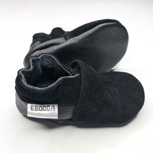 Black Baby Shoes Suede Leather Soft Sole, Ebooba, Baby Moccasins, Newborn Baby Moccasins, Toddler soft sole shoes, Black boy shoes, Gift