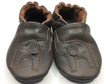 Elephant Baby shoes, Newborn Shoes, Chocolate Baby Slippers, Infant Booties, First Birthday Gift, Soft sole Baby Boy Shoes, Lederpuschen, 2
