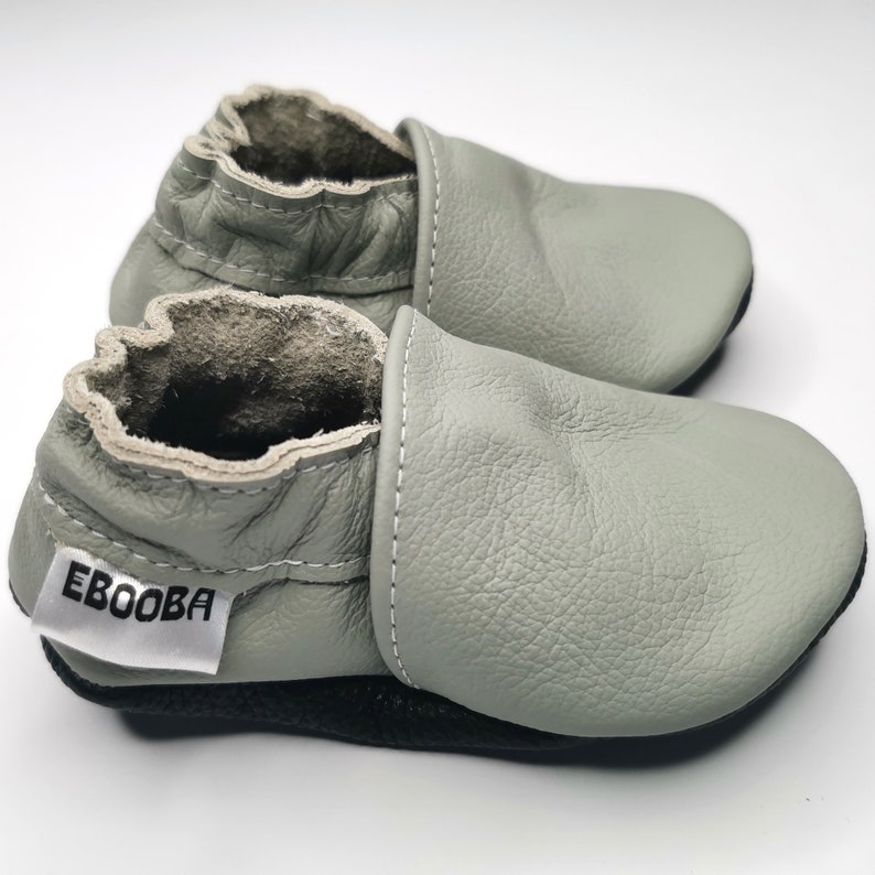 Gray Baby Shoes, Ebooba, Leather Baby Shoes, Baby Moccasins Gray, Baby Booties, Soft Sole Kids Shoes, Birthday Shoes, 4 Grey