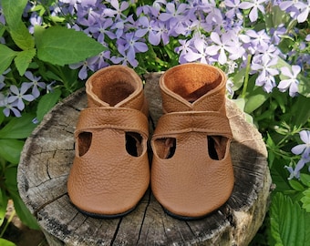 Baby Shoes, Leather Baby Shoes, Ebooba, Baby Sandals, Soft Sole Baby Booties, Soft Baby Shoes for Summer, Leather Sandals, Brown Baby Shoes