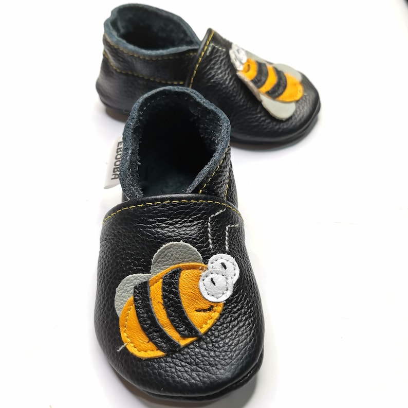 Teddy Bear Shoes, Leather Baby Shoes, Brown Baby Booties, Baby Leather Slippers, Toddler Shoe, Unisex Bootie, Kids' Slippers, Ebooba, 8 image 10