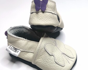 White Butterfly Baby Shoes, Soft Leather Baby Shoes, Infant Shoes, Girls Slippers, Child White Shoes, Indoor Slippers, Bee Baby Booties, 2