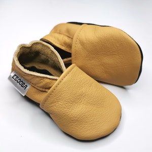 Baby shoes//Crib baby shoes//Walker Baby Shoes//Yellow Baby Shoes//Boys Shoes//Girls Shoes//Kids Shoes//Moccs//Leather Baby Shoes//Ebooba image 1