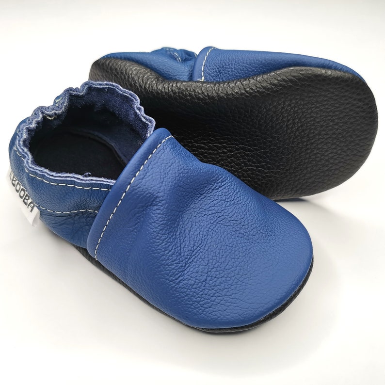 Navy Blue Baby Shoes Leather baby shoes, Baby Moccasins, Baby Soft Booties, Soft Sole, Crib Shoes, Boys' Shoes, Prewalkers Shoes, Ebooba, 1 image 9