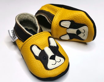 Chaussons bebe chaussures levrette sur jaune 2-3 ans ebooba